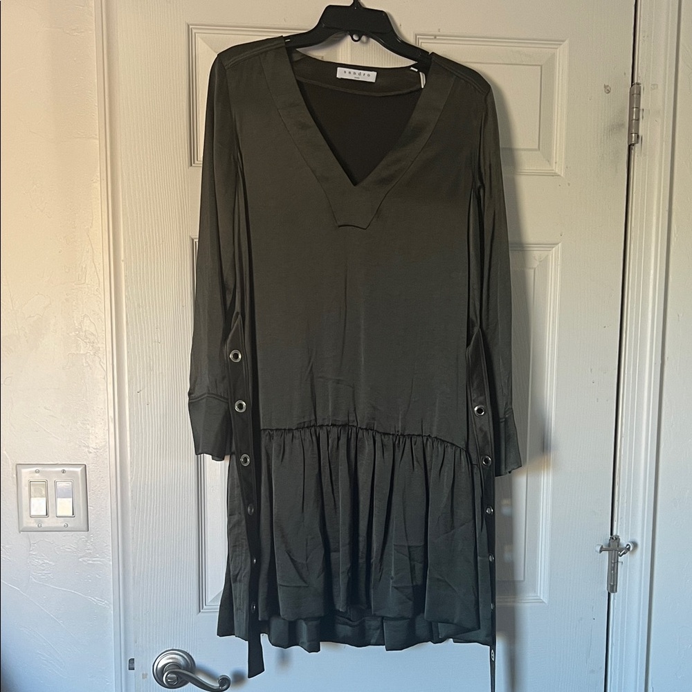 Sandro Dark Green Long Sleeve Dress